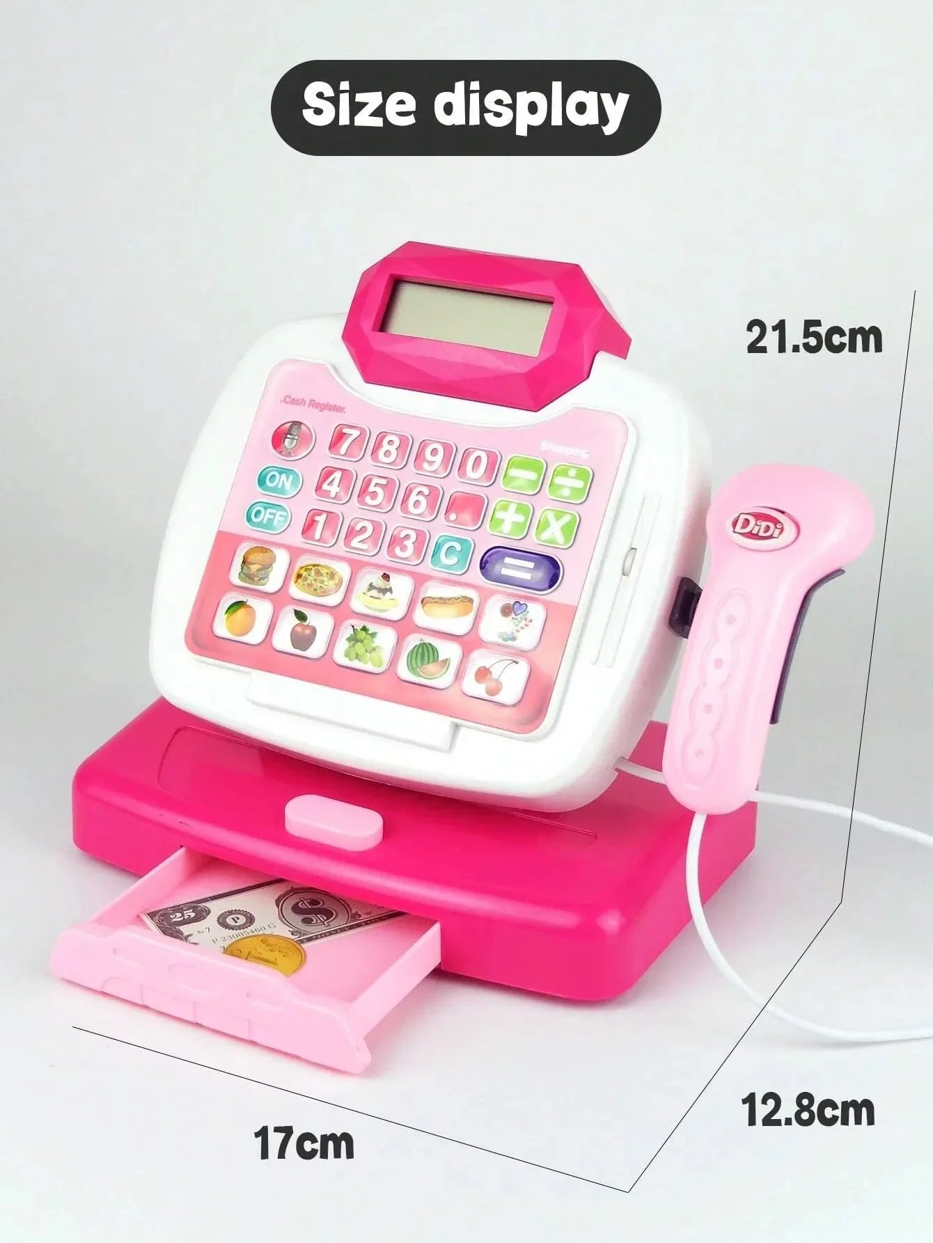 KTX-089875 Kids Pretend Play Shopping Cash Register Toy with Sound and Flashing Features - Age 4-14 Years