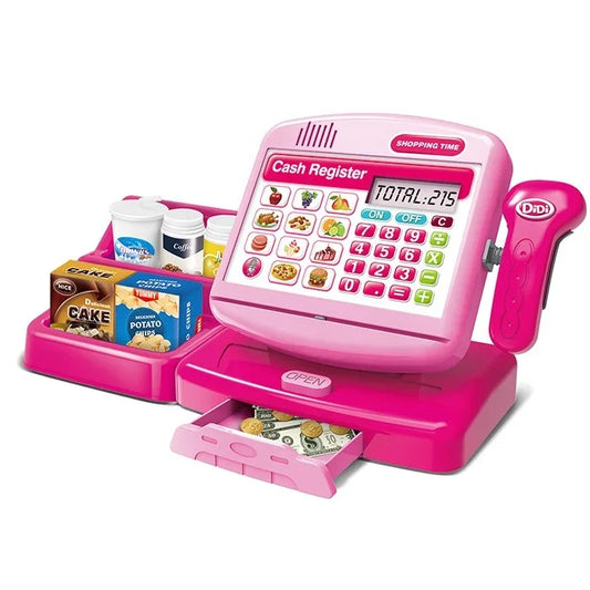 KTX-089875 Kids Pretend Play Shopping Cash Register Toy with Sound and Flashing Features - Age 4-14 Years