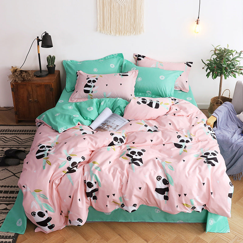 KTX-090195 Four-Piece Polyester Bedding Quilt Cover Set with Pillowcases - Personalized Stylish Design for Various Bed Sizes