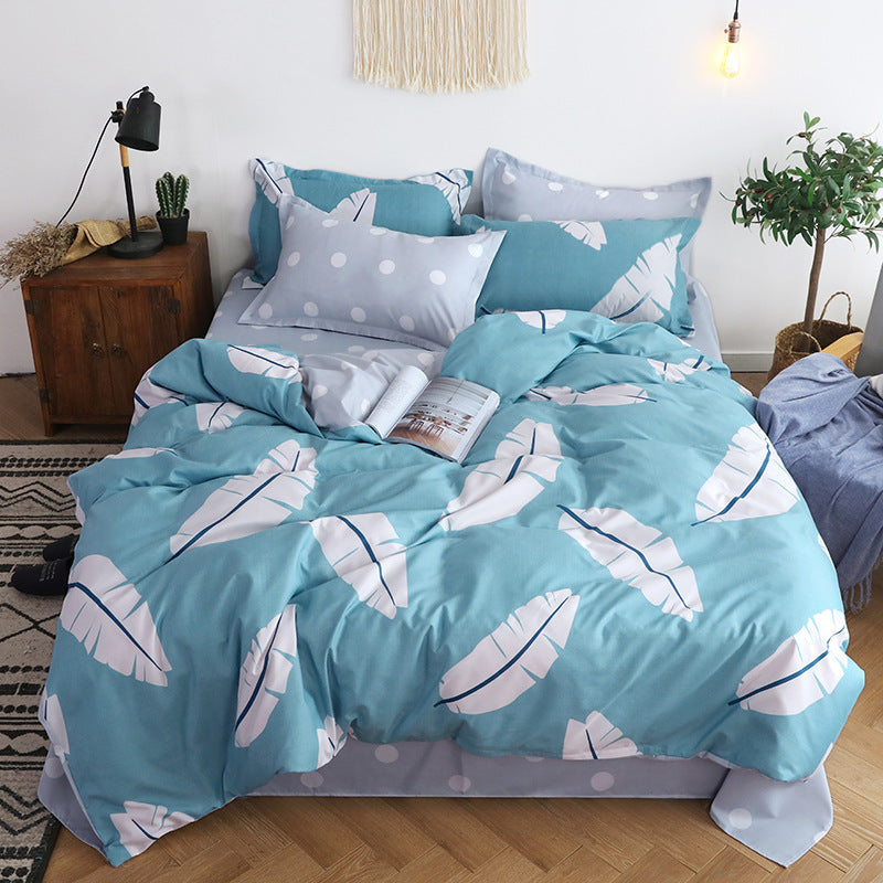 KTX-090195 Four-Piece Polyester Bedding Quilt Cover Set with Pillowcases - Personalized Stylish Design for Various Bed Sizes