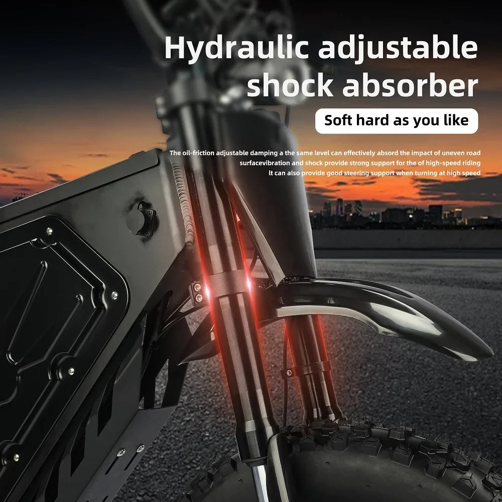 KTX-090899 3000W Electric Mountain Bike with 60V 20Ah Battery, 45MPH Speed, Dual Hydraulic Disc Brakes, & 7-Speed Gears