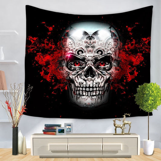 KTX-090899 Skull-Themed Halloween Tapestry Tablecloth and Beach Towel