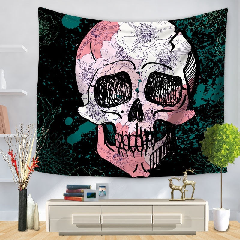 KTX-090899 Skull-Themed Halloween Tapestry Tablecloth and Beach Towel