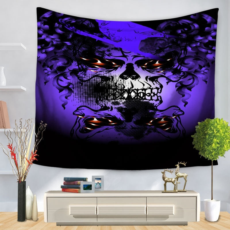 KTX-090899 Skull-Themed Halloween Tapestry Tablecloth and Beach Towel