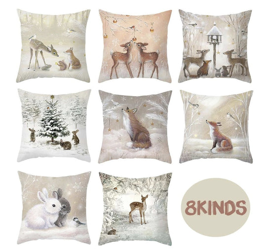 KTX-091027 Nordic Animal Vintage Linen Pillowcase – 45x45cm Home Sofa Cushion
