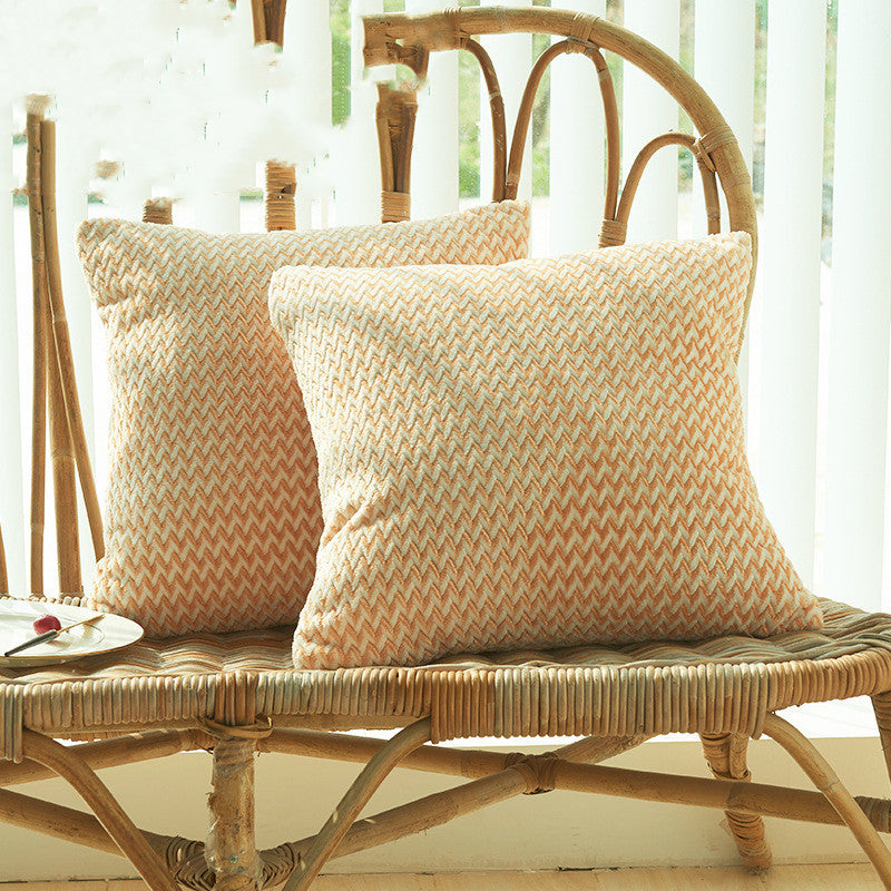 KTX-091155 Herringbone Double-Sided Plush Cushion for Car and Sofa - Black, Wine Red, Gray, Coffee, Milk Tea