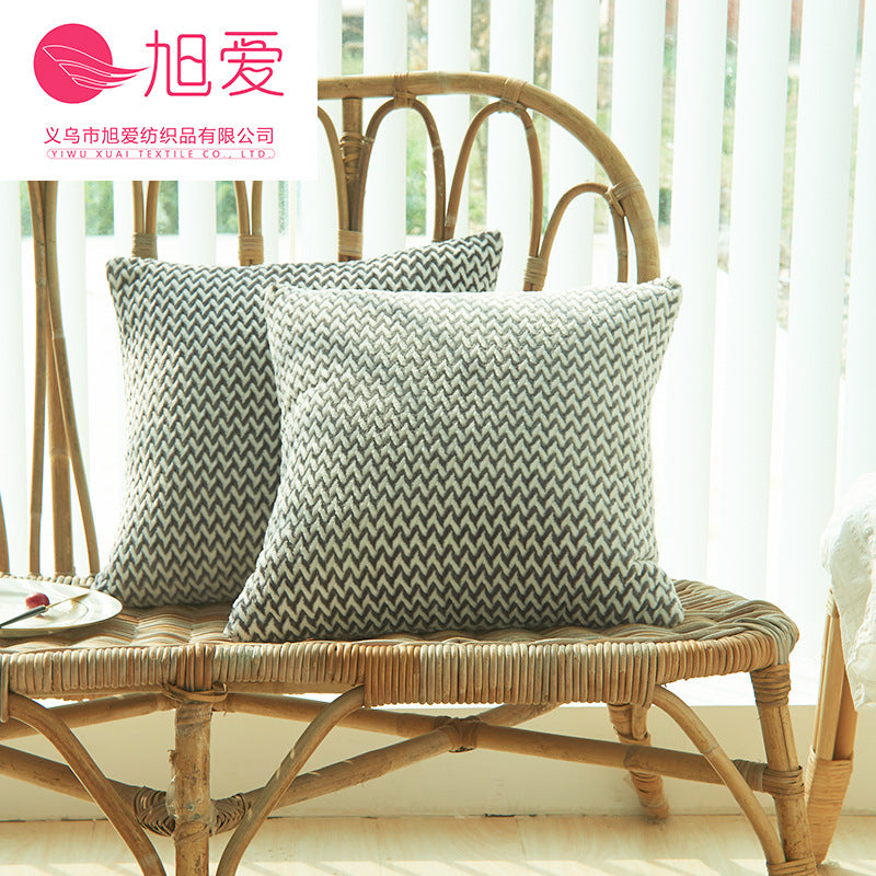 KTX-091155 Herringbone Double-Sided Plush Cushion for Car and Sofa - Black, Wine Red, Gray, Coffee, Milk Tea