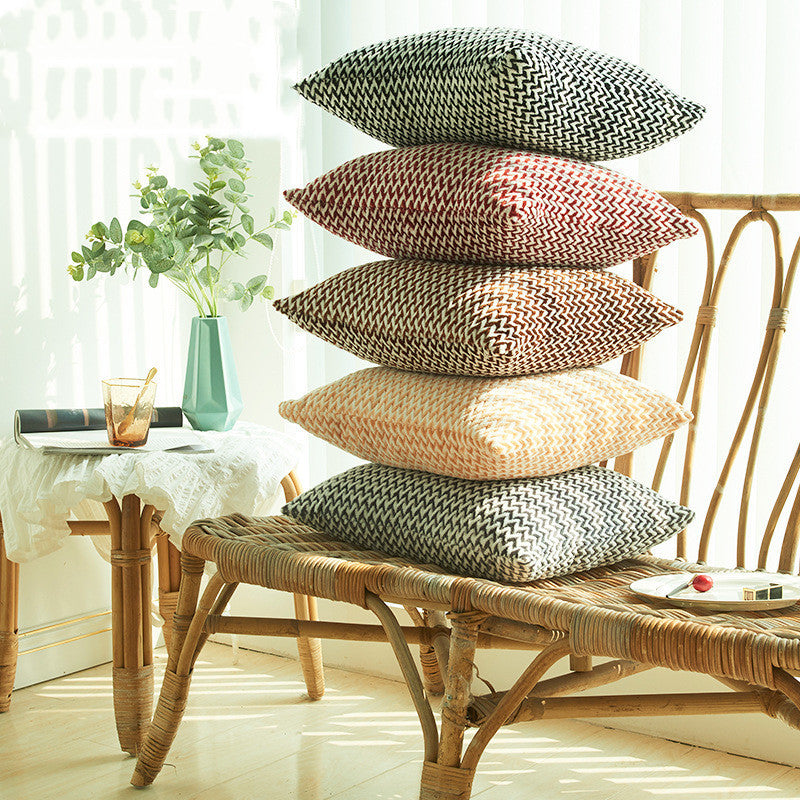 KTX-091155 Herringbone Double-Sided Plush Cushion for Car and Sofa - Black, Wine Red, Gray, Coffee, Milk Tea