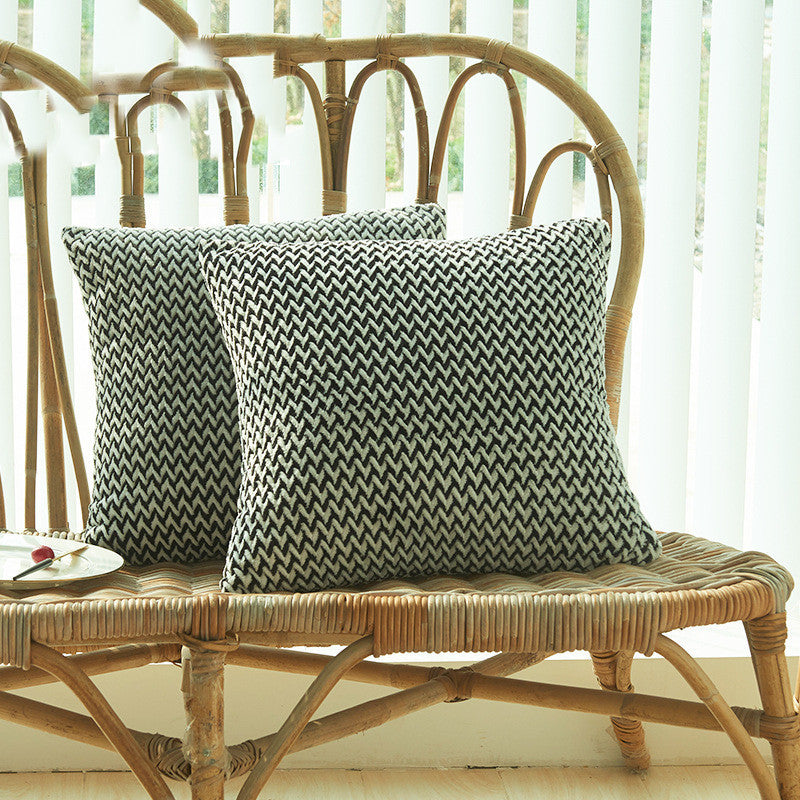 KTX-091155 Herringbone Double-Sided Plush Cushion for Car and Sofa - Black, Wine Red, Gray, Coffee, Milk Tea