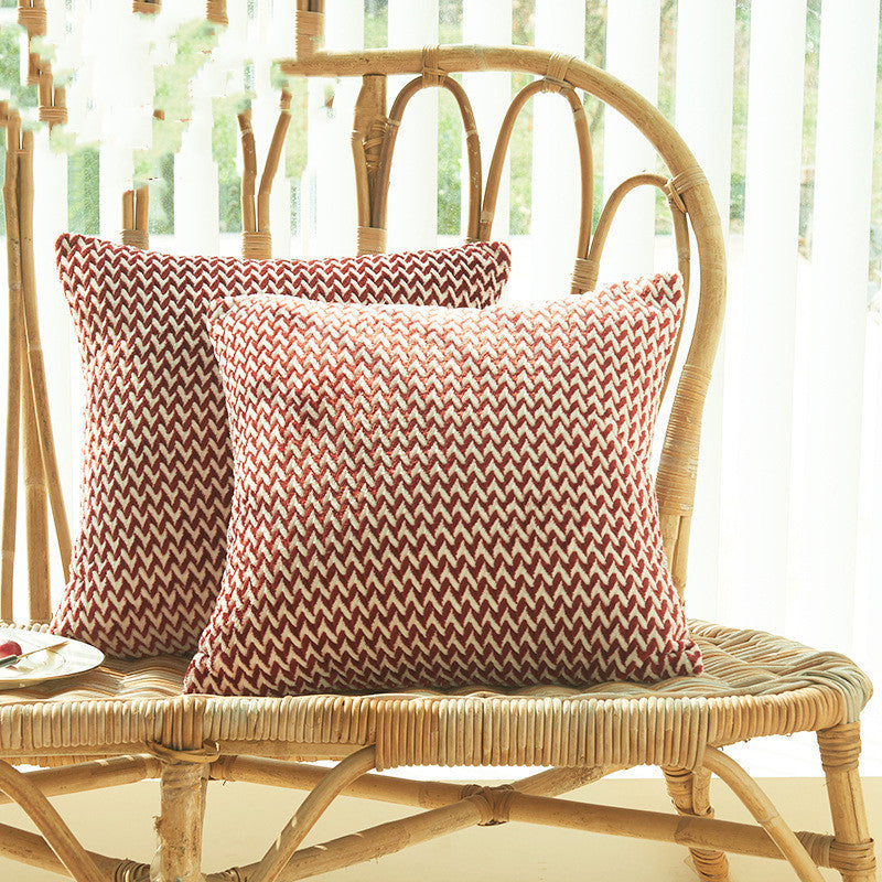 KTX-091155 Herringbone Double-Sided Plush Cushion for Car and Sofa - Black, Wine Red, Gray, Coffee, Milk Tea