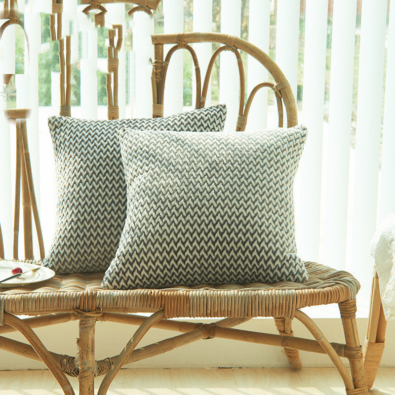 KTX-091155 Herringbone Double-Sided Plush Cushion for Car and Sofa - Black, Wine Red, Gray, Coffee, Milk Tea