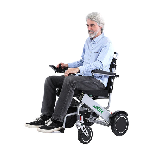 KTX-091219 Portable Foldable Aluminum Alloy Nursing Wheelchair with Dual Motors and 120kg Load Capacity