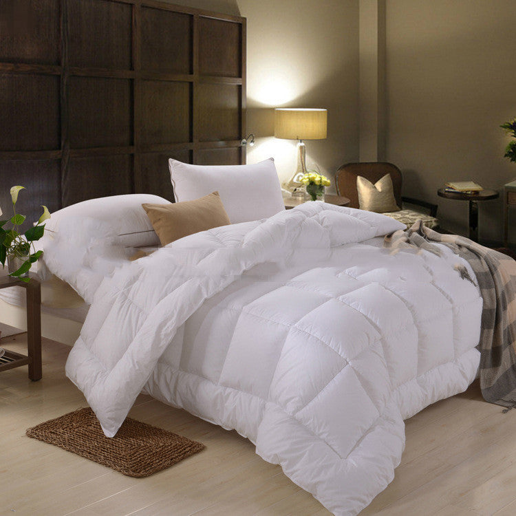KTX-091347 Thick Warm Breathable Winter Quilt in Solid White Cotton and Polyester Fiber