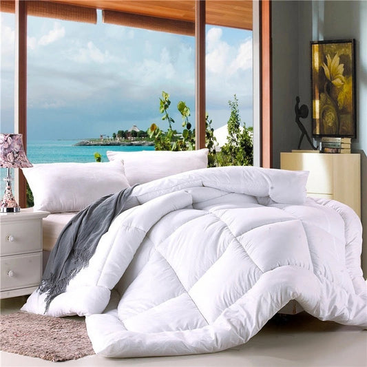 KTX-091347 Thick Warm Breathable Winter Quilt in Solid White Cotton and Polyester Fiber
