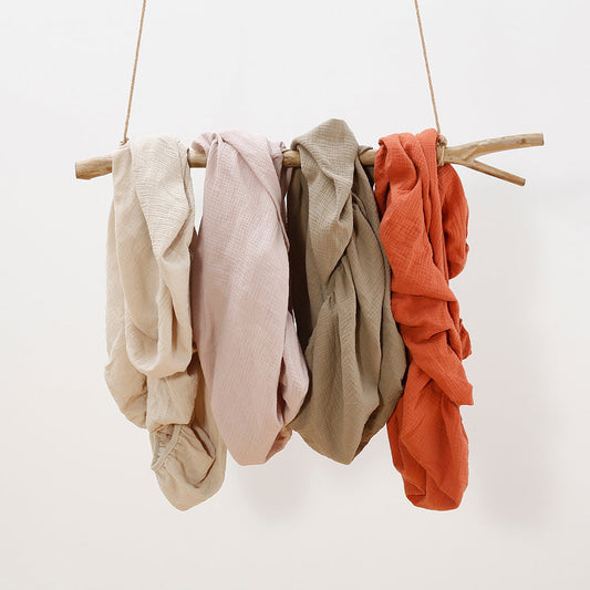 KTX-091667 Double-Layer Gauze Baby Bedding Set with Fitted Sheet - Soft and Breathable, 130x70x18cm