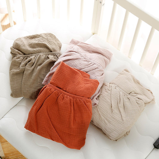 KTX-091667 Double-Layer Gauze Baby Bedding Set with Fitted Sheet - Soft and Breathable, 130x70x18cm