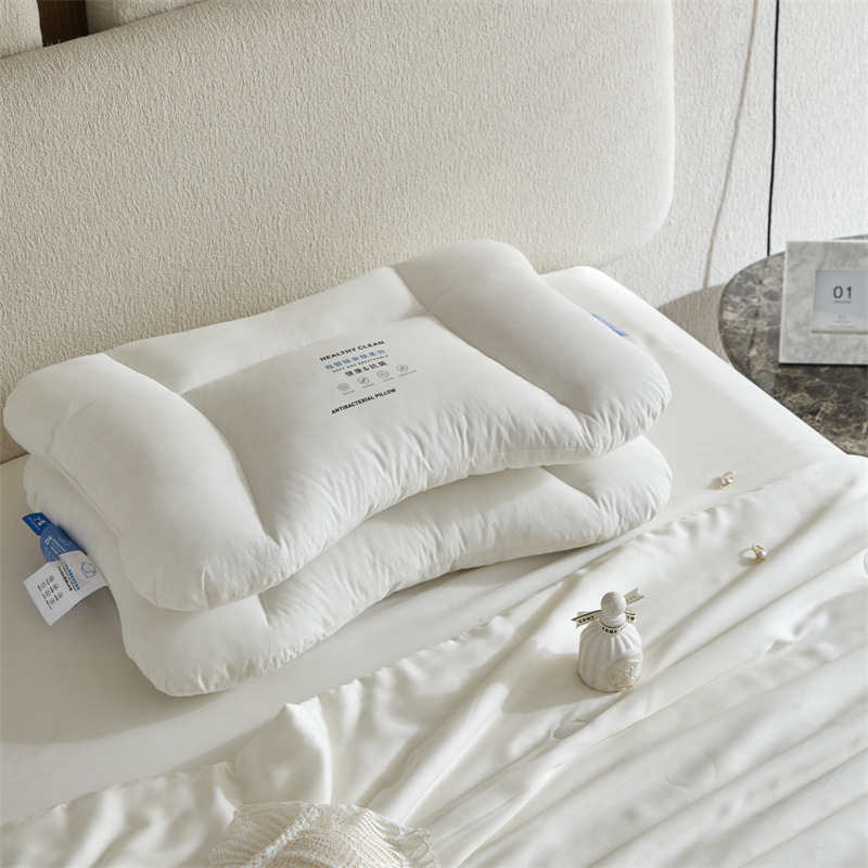 KTX-092307 Cotton Washable Antibacterial High Pillow with Soy Protein Fiber Filling and 3D Neck Guard Options