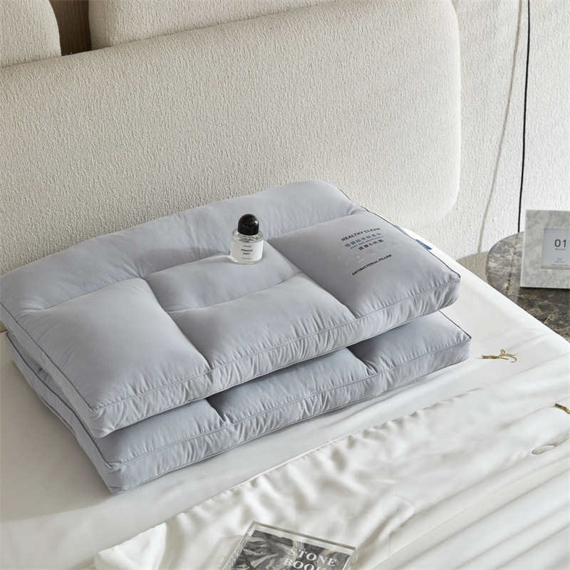 KTX-092307 Cotton Washable Antibacterial High Pillow with Soy Protein Fiber Filling and 3D Neck Guard Options
