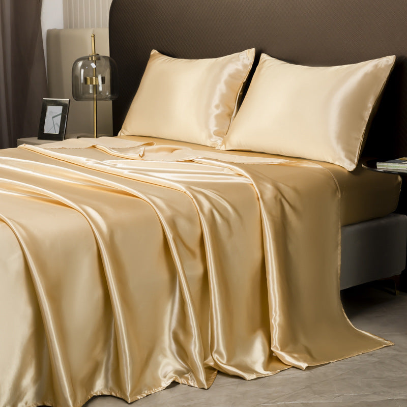 KTX-092307 Four-Piece Fleece Bed Sheet Set with Fitted Sheet and Pillowcases in Multiple Sizes