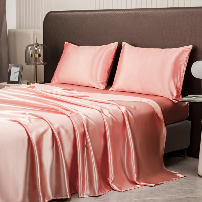 KTX-092307 Four-Piece Fleece Bed Sheet Set with Fitted Sheet and Pillowcases in Multiple Sizes