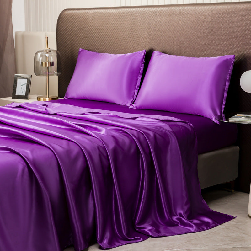 KTX-092307 Four-Piece Fleece Bed Sheet Set with Fitted Sheet and Pillowcases in Multiple Sizes