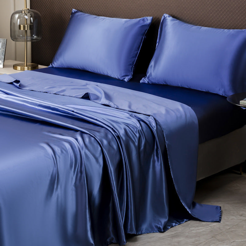 KTX-092307 Four-Piece Fleece Bed Sheet Set with Fitted Sheet and Pillowcases in Multiple Sizes