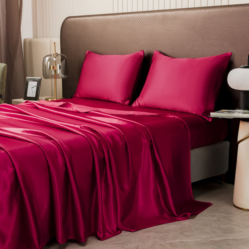 KTX-092307 Four-Piece Fleece Bed Sheet Set with Fitted Sheet and Pillowcases in Multiple Sizes