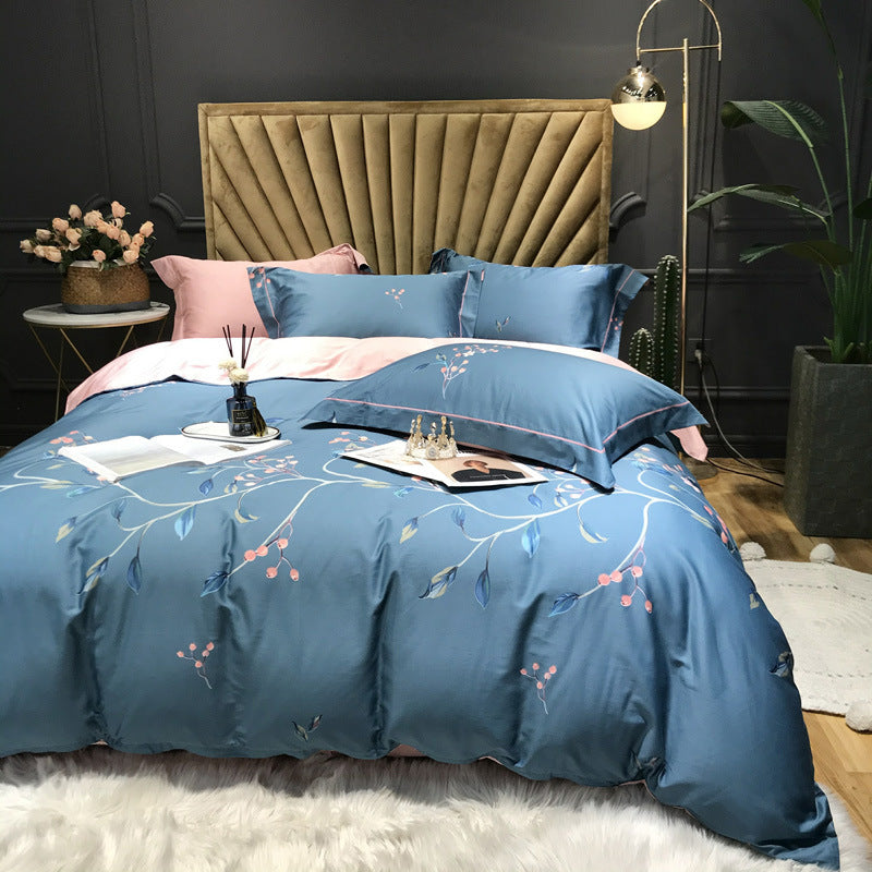 KTX-092499 Floral Cotton Satin Digital Print Duvet Cover Set - 4 Pieces in Multiple Styles