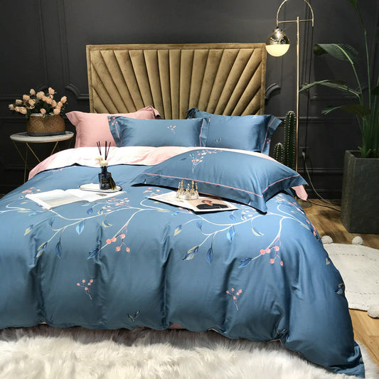 KTX-092499 Floral Cotton Satin Digital Print Duvet Cover Set - 4 Pieces in Multiple Styles