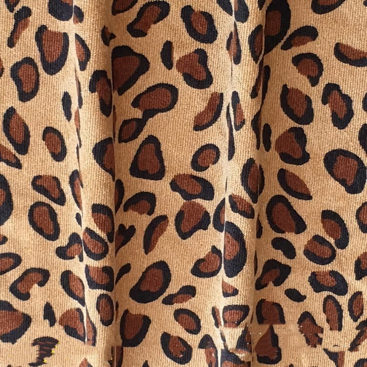 KTX-093331 Leopard Print Women's A-Line Skirt Fabric - 100% Polyester, 150cm Width