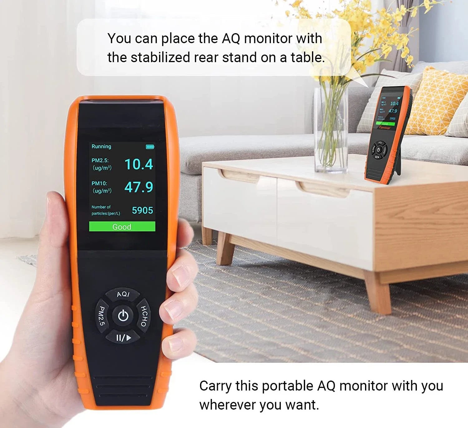KTX-093843 Advanced Indoor/Outdoor Air Quality Monitor PM2.5 PM10 HCHO Temperature Humidity TVOC AQI with Data Export