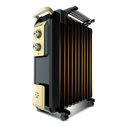 KTX-094419 Adjustable Thermostat Oil Filled Electric Radiator Heater - 1800W Freestanding Heating for Residential and Commercial Use