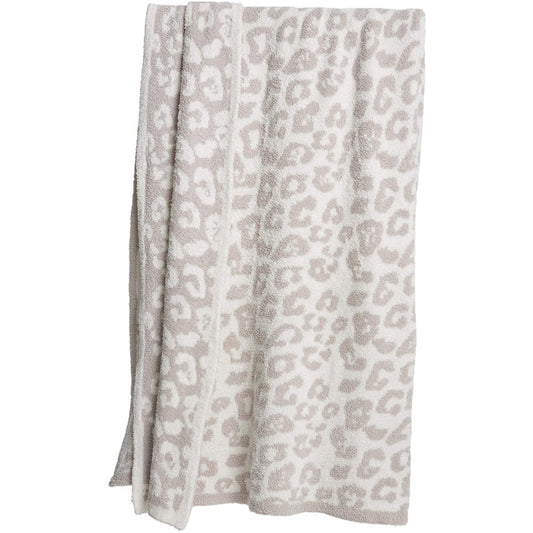 KTX-094483 Knitted Leopard Print Blanket in Soft Elastic Wool - 130 x 180 cm