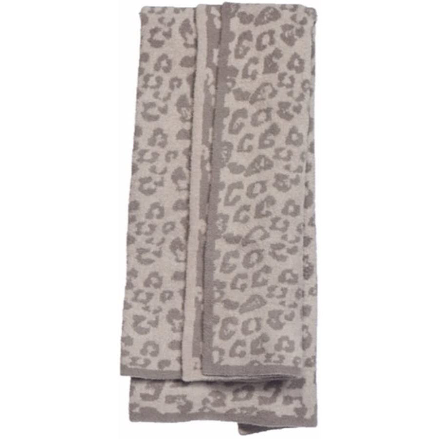 KTX-094483 Knitted Leopard Print Blanket in Soft Elastic Wool - 130 x 180 cm