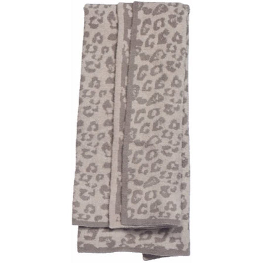 KTX-094483 Knitted Leopard Print Blanket in Soft Elastic Wool - 130 x 180 cm