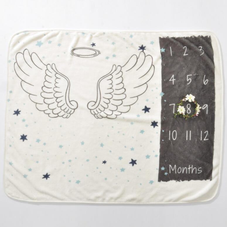 KTX-095635 Baby Milestone Blanket for Monthly Growth Photography - Soft Fleece Photo Prop 76x102cm