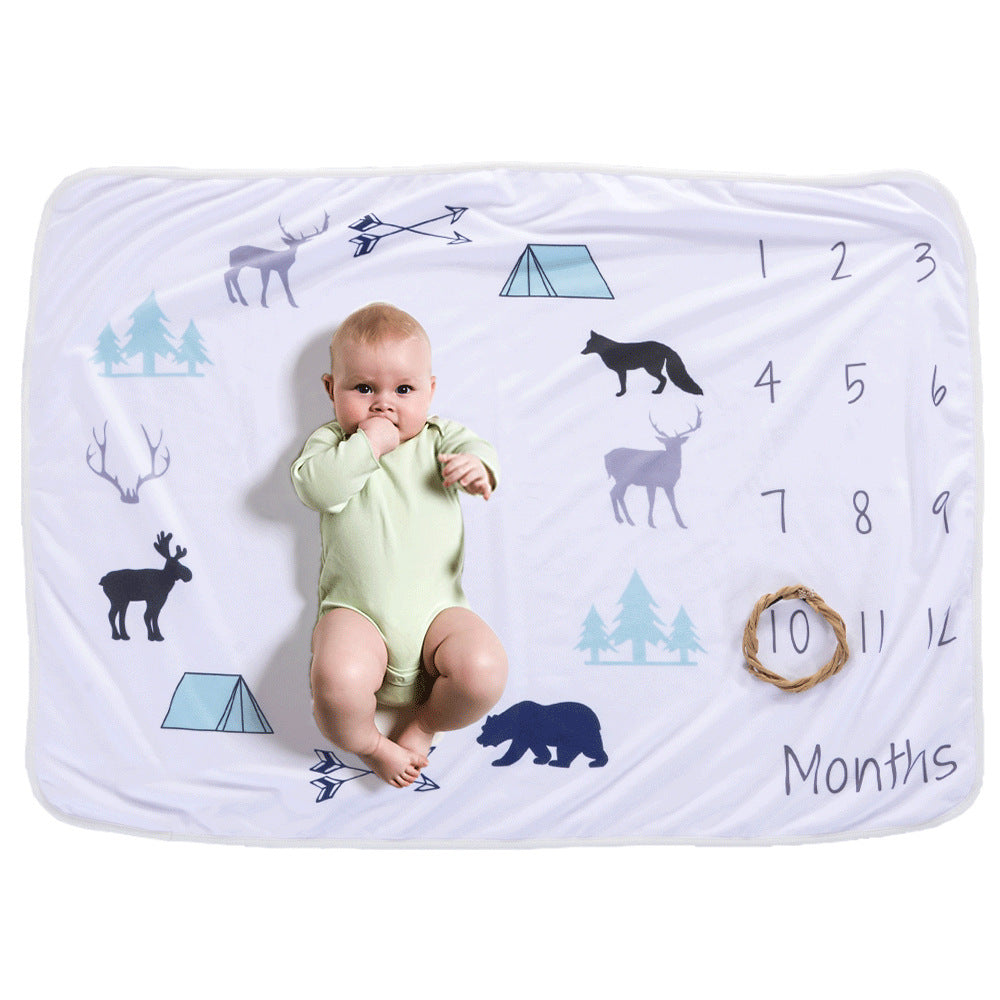 KTX-095635 Baby Milestone Blanket for Monthly Growth Photography - Soft Fleece Photo Prop 76x102cm