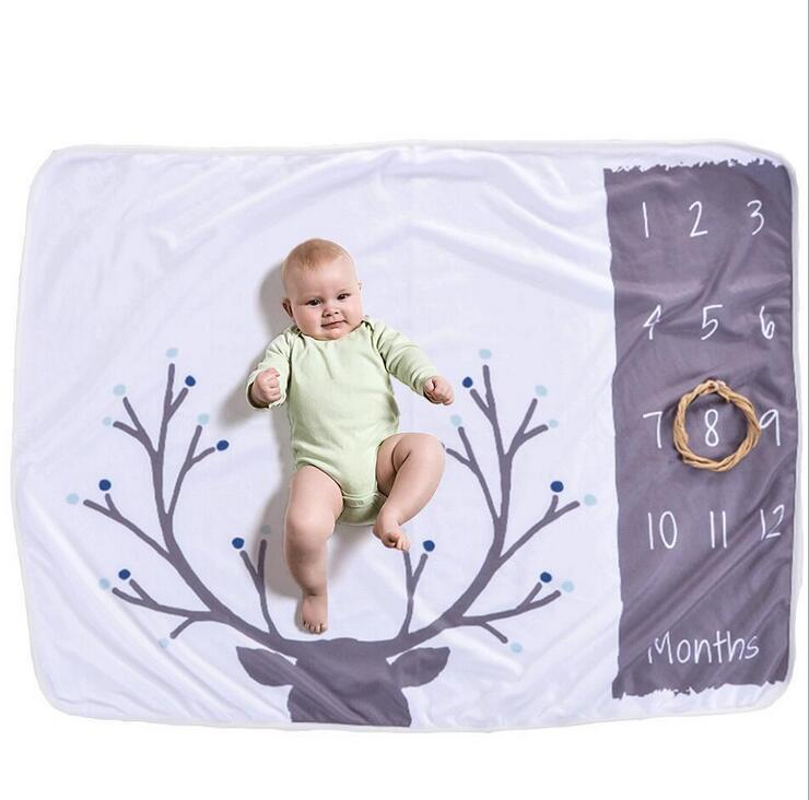 KTX-095635 Baby Milestone Blanket for Monthly Growth Photography - Soft Fleece Photo Prop 76x102cm