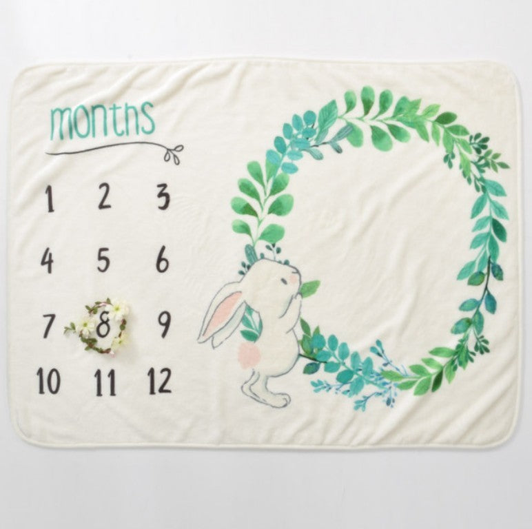 KTX-095635 Baby Milestone Blanket for Monthly Growth Photography - Soft Fleece Photo Prop 76x102cm