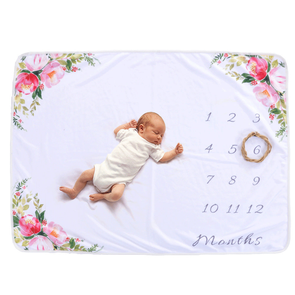 KTX-095635 Baby Milestone Blanket for Monthly Growth Photography - Soft Fleece Photo Prop 76x102cm