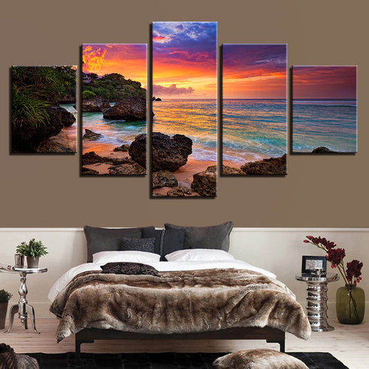 KTX-095635 Sunset Scenery Oil Painting Set - Spray-painted Wall Art for Home and Commercial Spaces