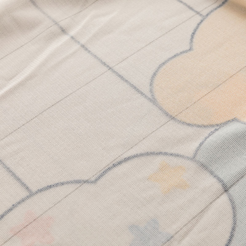 KTX-095955 Printed Polyester Bed Sheet with Cute Animal and Geometric Designs