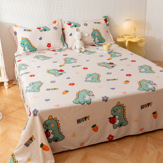 KTX-095955 Printed Polyester Bed Sheet with Cute Animal and Geometric Designs