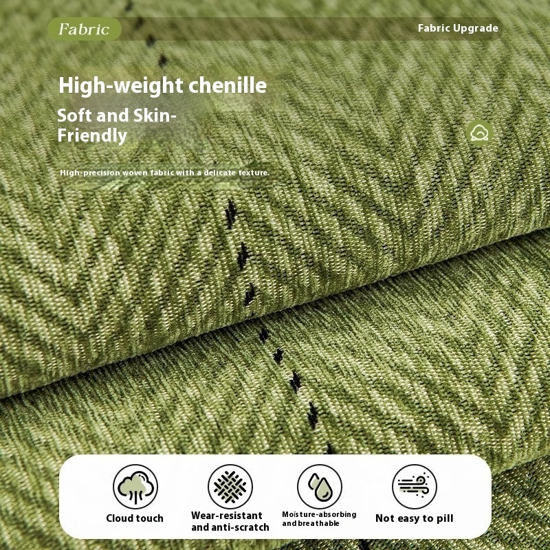 KTX-096851 Chenille Solid Color Sofa Cushion - Stylish Dust Cover in Matcha Green, Khaki, and Creamy White