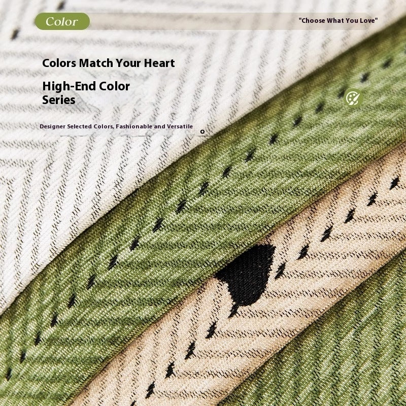 KTX-096851 Chenille Solid Color Sofa Cushion - Stylish Dust Cover in Matcha Green, Khaki, and Creamy White