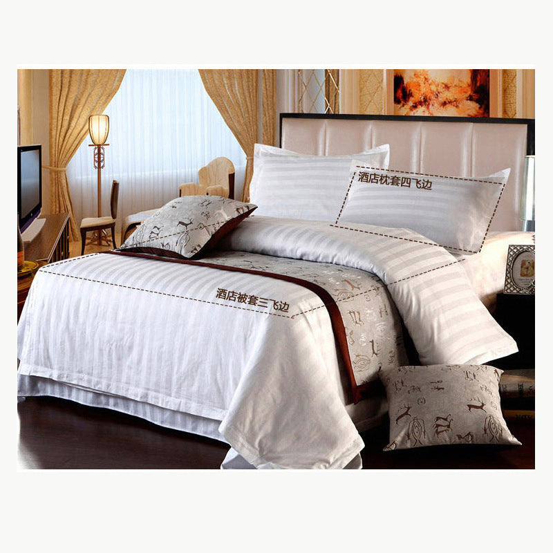 KTX-098259 Cotton Satin Bed Linen Set - Four-Piece Collection for Various Bed Sizes