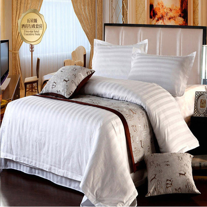 KTX-098259 Cotton Satin Bed Linen Set - Four-Piece Collection for Various Bed Sizes