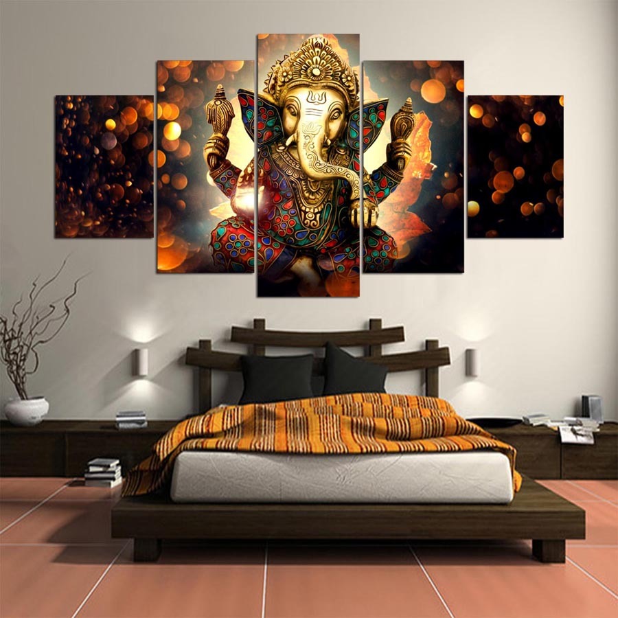 KTX-099411 Indian Elephant God Wall Art - Multiple Sizes Available (20x35cm, 30x50cm, 40x60cm)