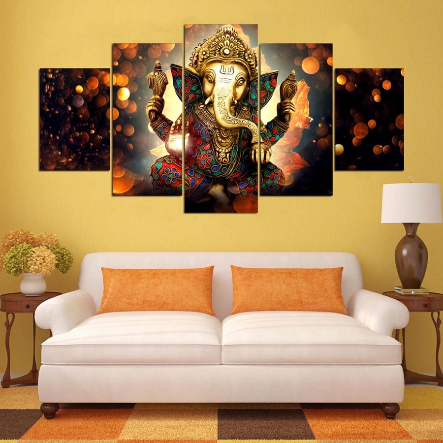 KTX-099411 Indian Elephant God Wall Art - Multiple Sizes Available (20x35cm, 30x50cm, 40x60cm)