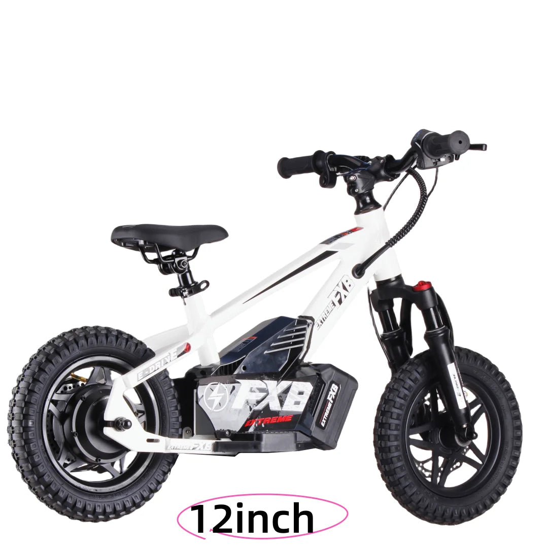 KTX-099667 Children's 12" Electric Balance Bike with Hydraulic Suspension, 250W Motor, and 3 Speed Settings